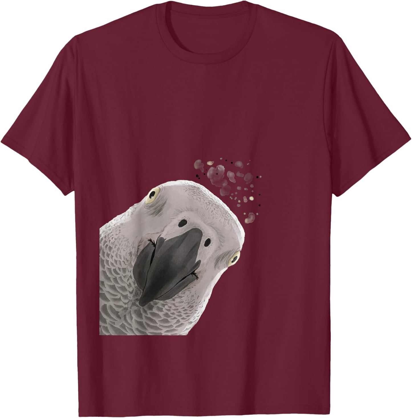 Funny Bird Curious African Gray Parrot T-Shirt - T-Shirt | Maroon
