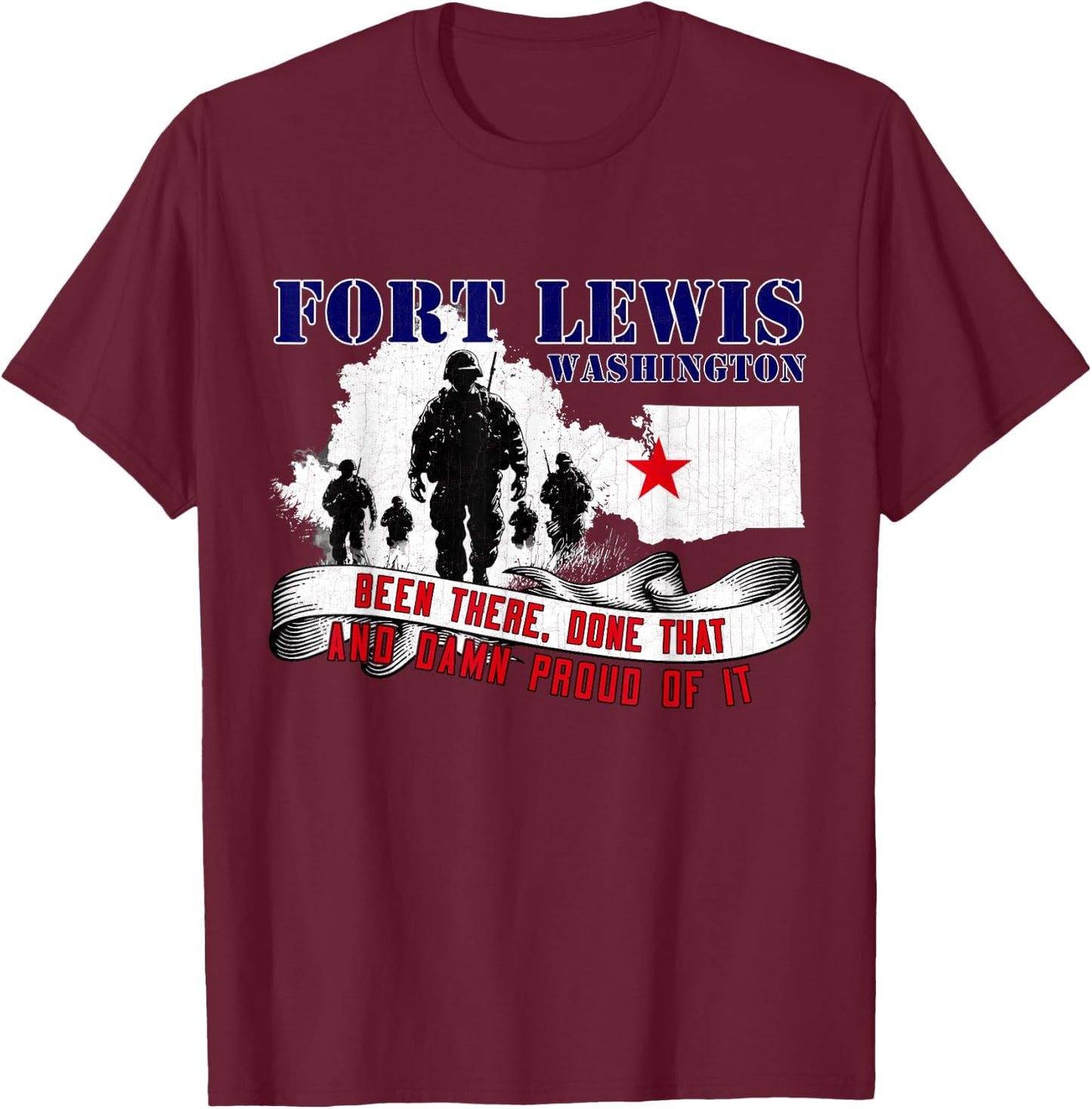Fort Lewis Washington US Military Base Veterans Day T-Shirt - T-Shirt | Maroon