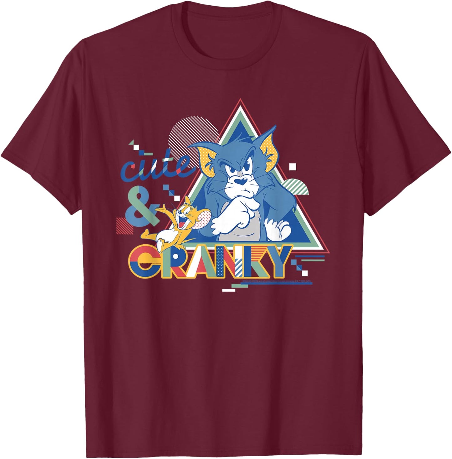 Tom and Jerry Cranky and Cute T-Shirt - T-Shirt | Maroon