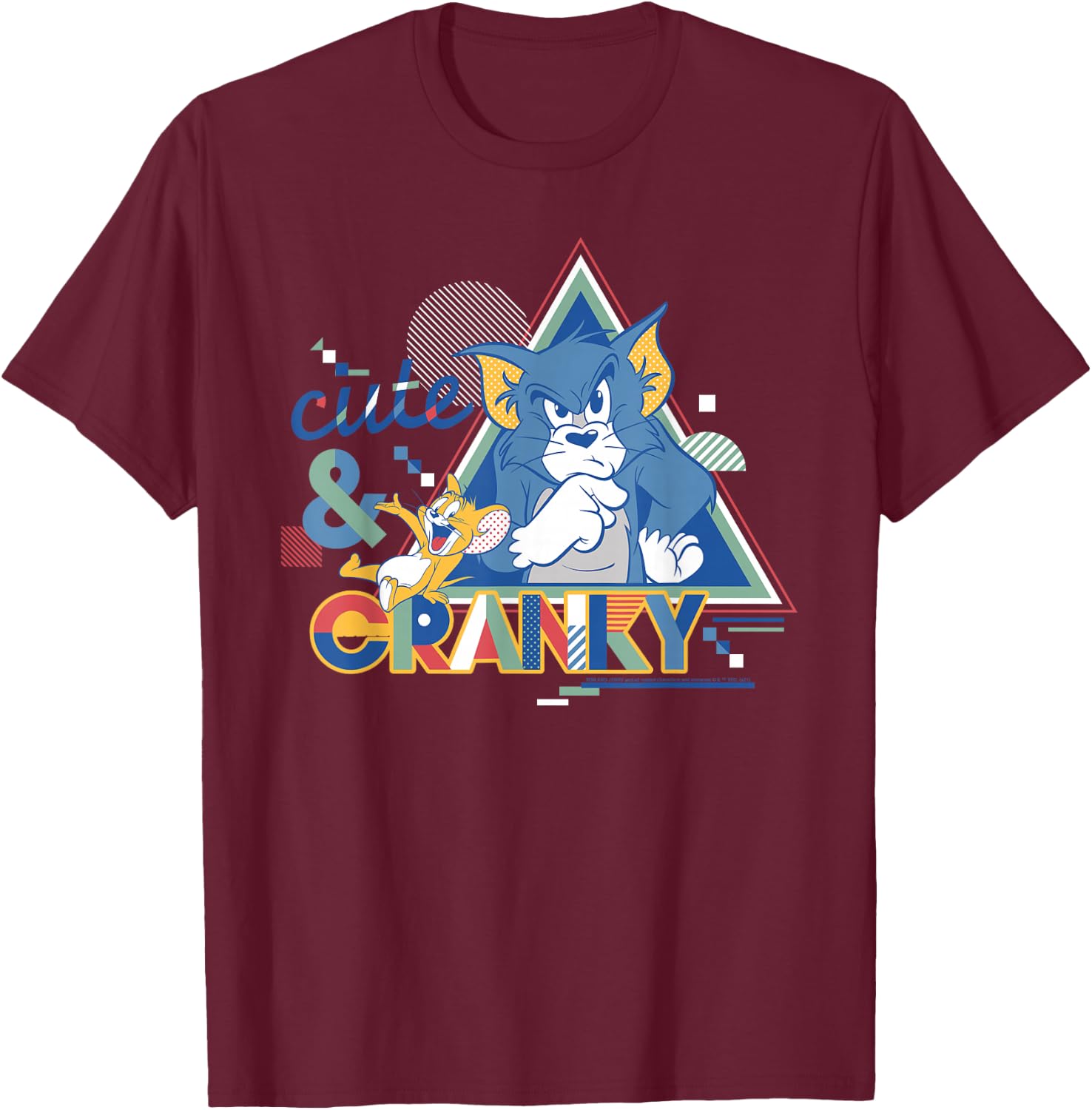 Tom and Jerry Cranky and Cute T-Shirt - T-Shirt | Maroon