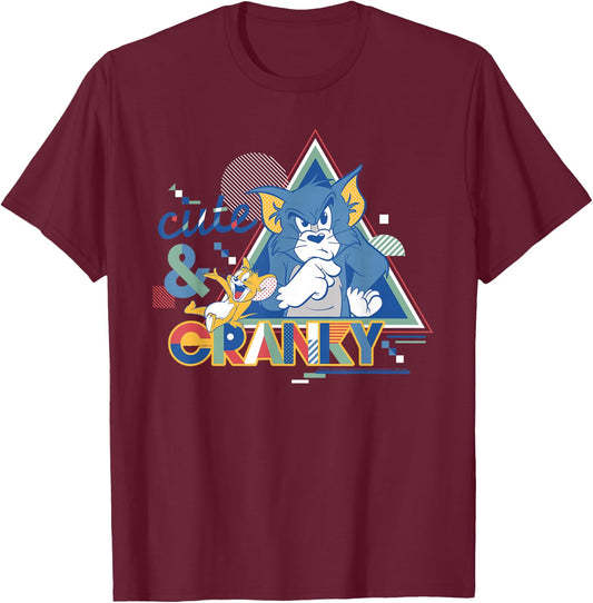 Tom and Jerry Cranky and Cute T-Shirt - T-Shirt | Maroon
