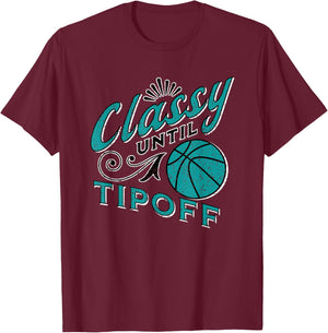 Classy Women Teal Basketball Gift Basketball Mom Text T-Shirt - T-Shirt | Maroon