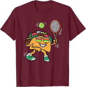 Taco Tennis Player Cinco De Mayo Mexican Bowler Food Fiesta T-Shirt - T-Shirt | Maroon
