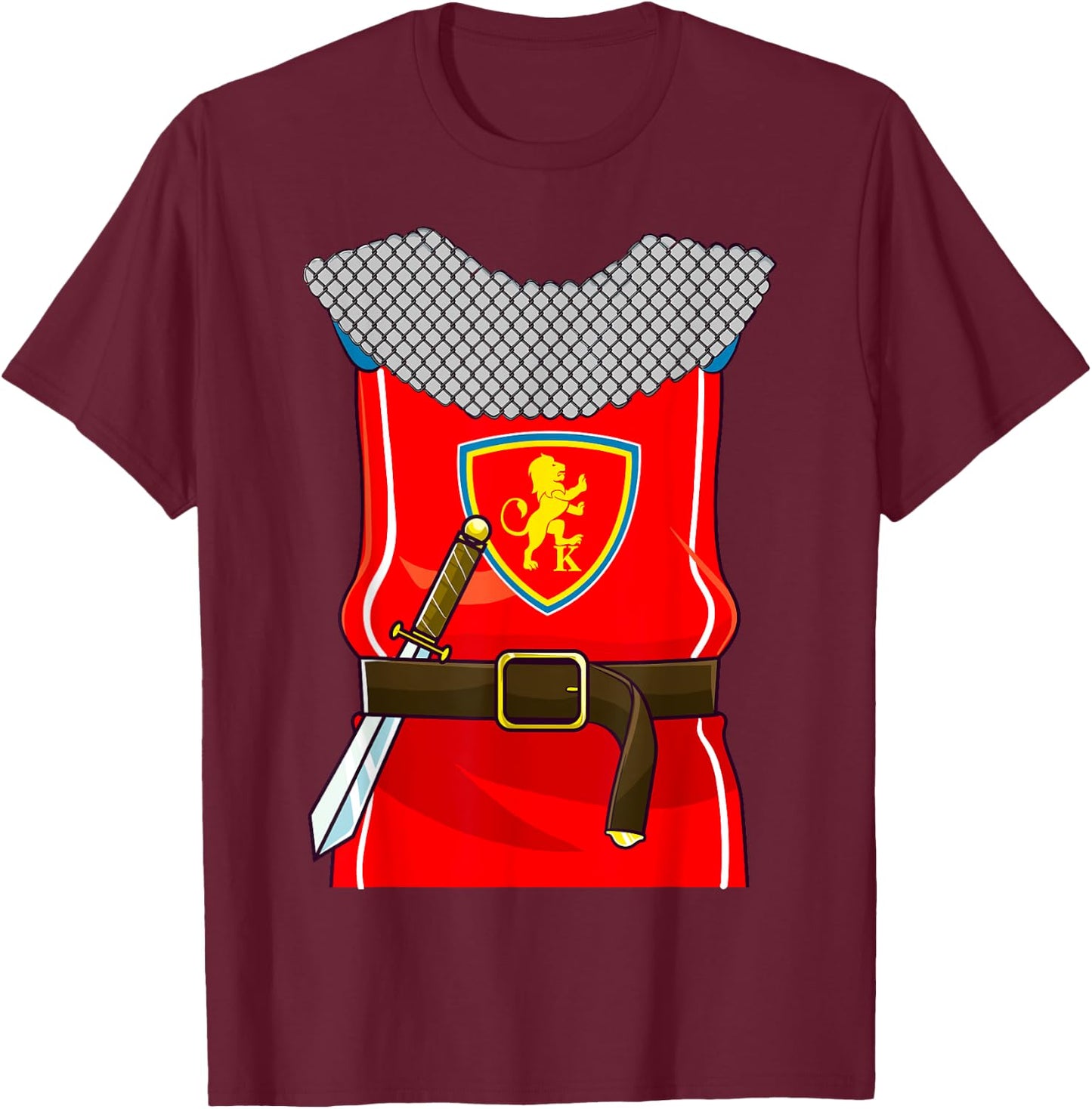 Knight Costume Knights Armor Sword Halloween Kids Boys Men T-Shirt - T-Shirt | Maroon