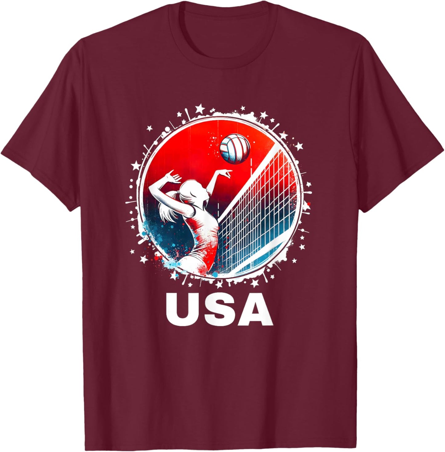 USA Team Volleyball Shirt Volleyball Women Volleyball USA T-Shirt - T-Shirt | Maroon