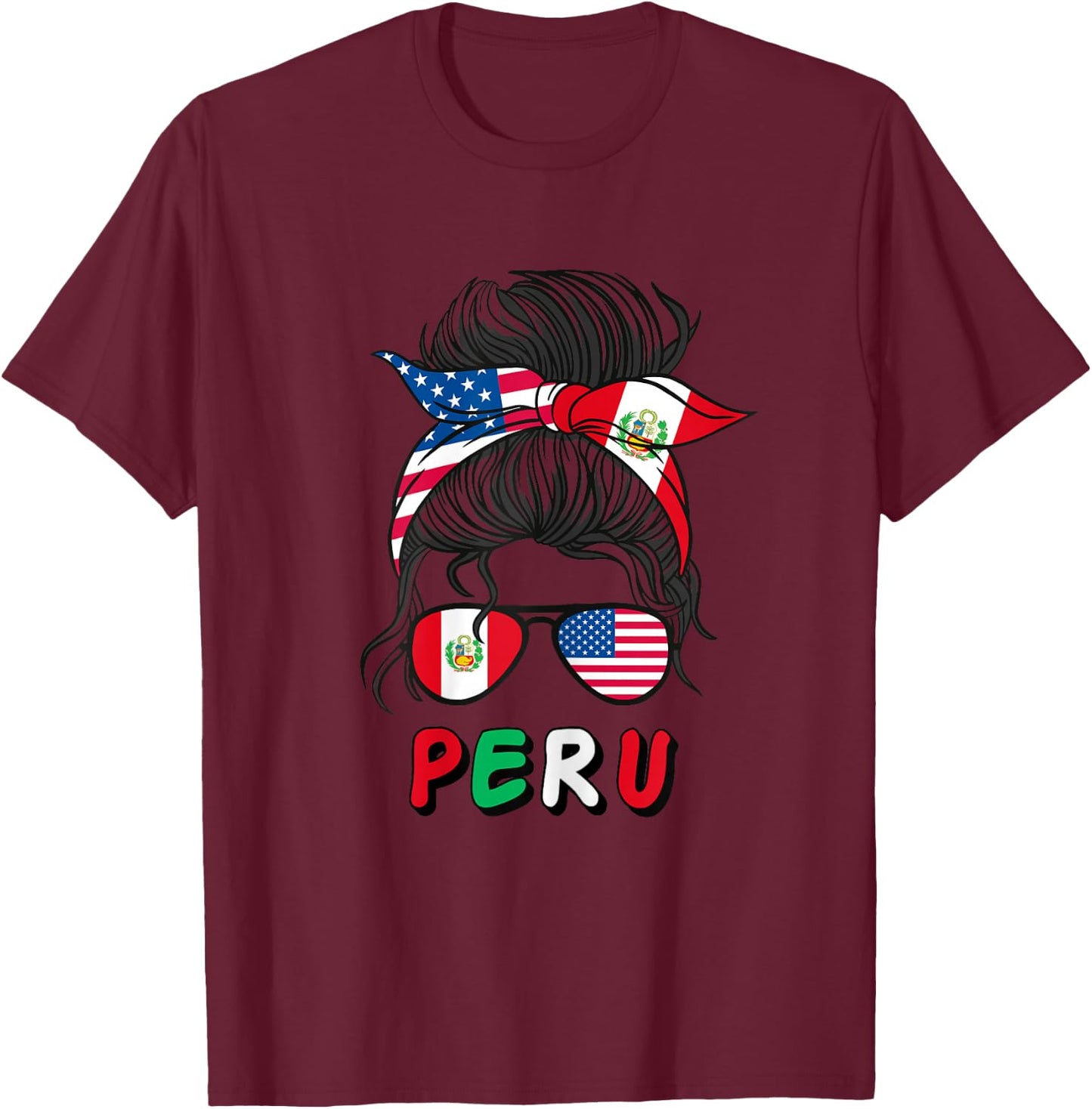 Peru Girls USA American peruvian Girl T-Shirt - T-Shirt | Maroon