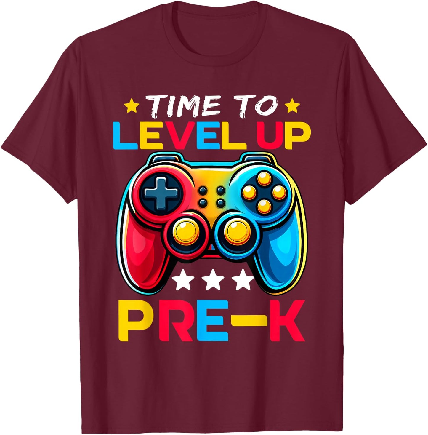 Time To Level Up Pre-K Video Gamer Kids Back To School T-Shirt - T-Shirt | Maroon