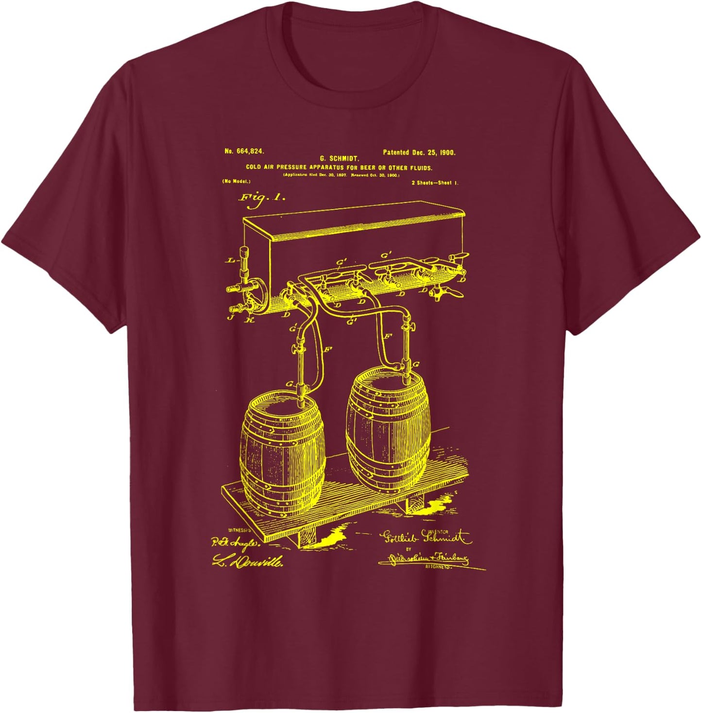 Craft Beer Brewing Classic Vintage Patent Brewery Brewer T-Shirt - T-Shirt | Maroon