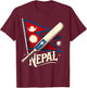 Nepal Cricket Jersey 2024, Cricket Flag of Nepal Team T-Shirt - T-Shirt | Maroon
