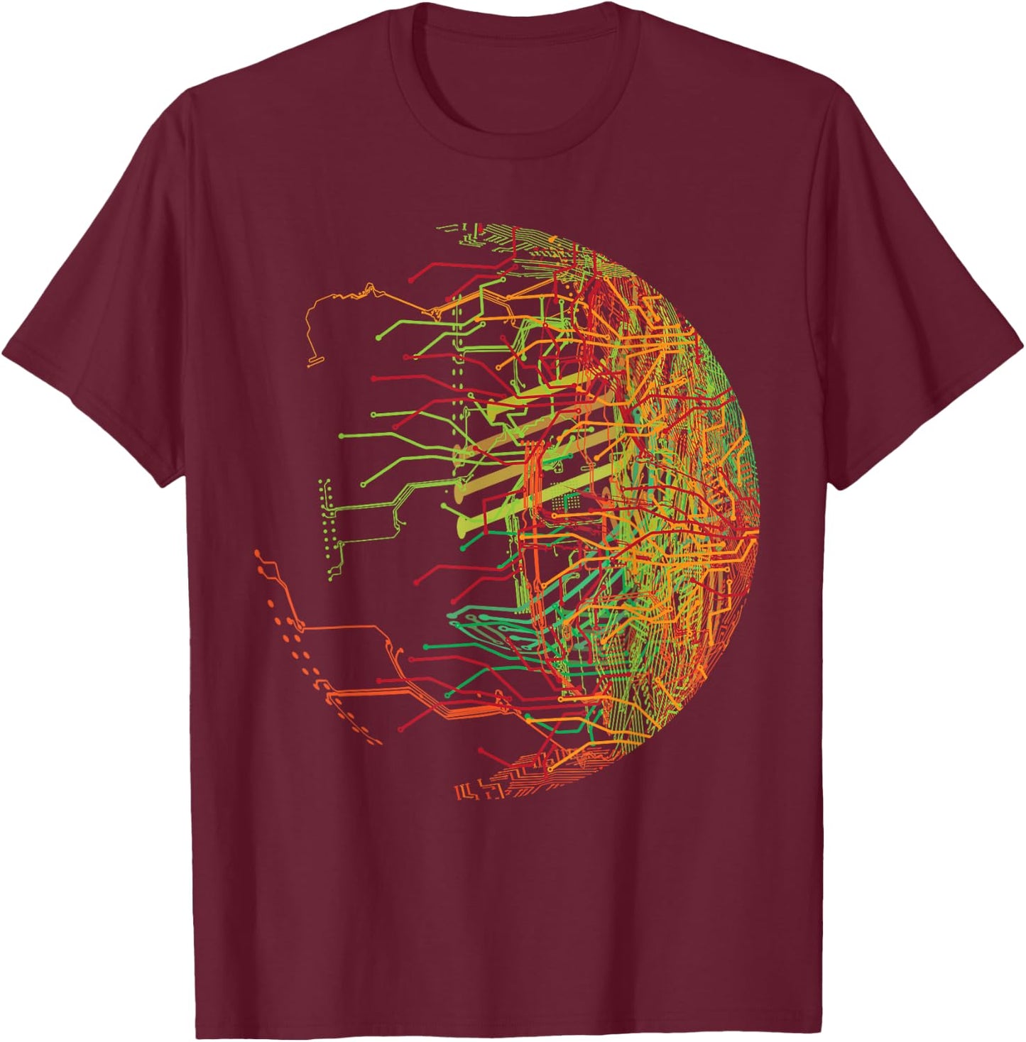 Binary World Gift - Motherboard CPU Chip Circuit Board T-Shirt - T-Shirt | Maroon