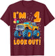 One 1st Birthday Boy Monster Truck Car 1 Year Old T-Shirt - T-Shirt | Maroon