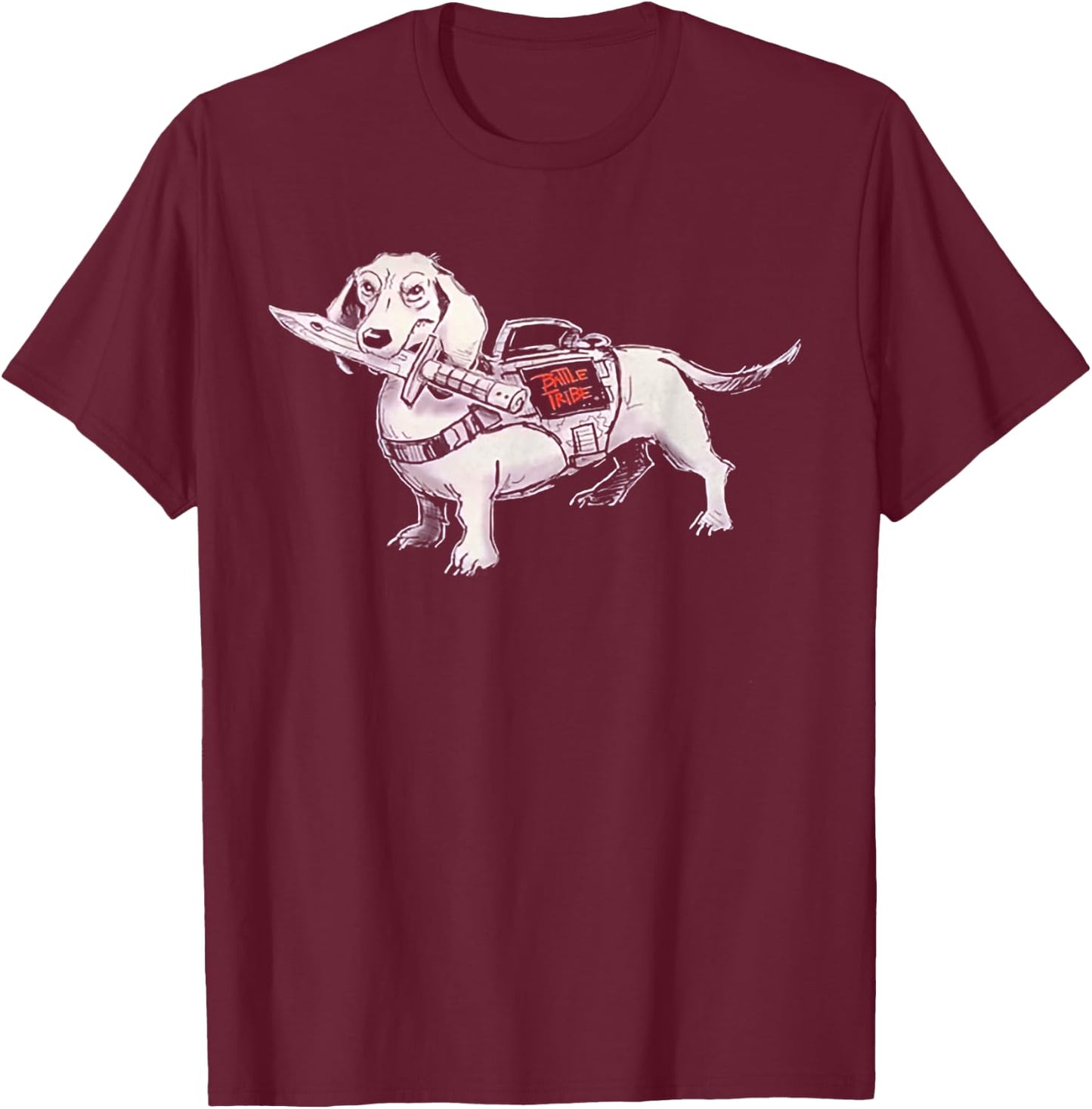 Battle Tribe “War Dog” Dachshund T-Shirt - T-Shirt | Maroon