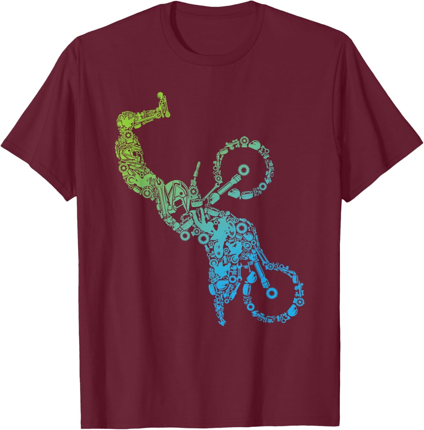 Mechanical Motocross Rider Steampunk Dirt Bike Freestyle MX T-Shirt - T-Shirt | Maroon