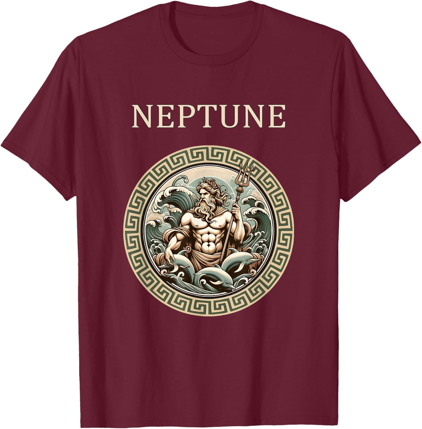 Neptune Ancient Roman God of the Sea T-Shirt - T-Shirt | Maroon