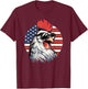 Patriotic Rooster in front of an American Flag 4th of July Kids Men T-Shirt - T-Shirt | Maroon