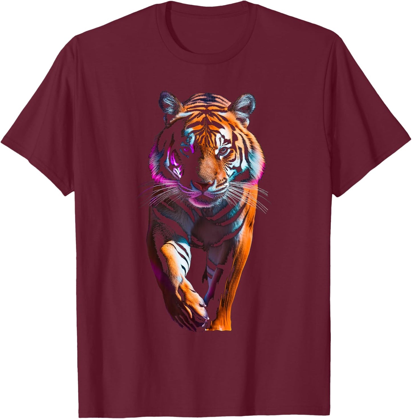 Tiger Animal Graphic Illustration Tiger T-Shirt - T-Shirt | Maroon