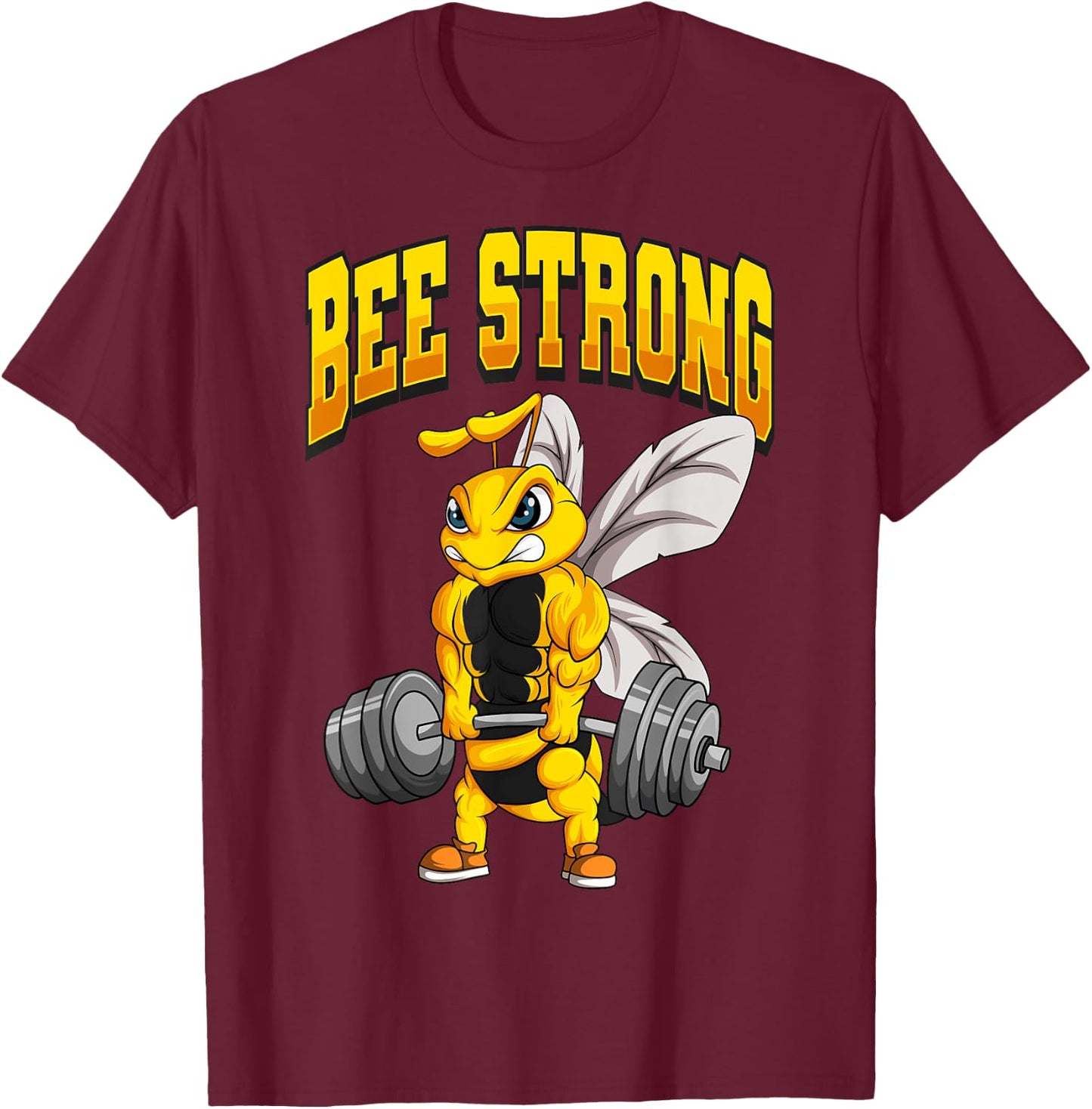 Bee Strong Gym Fitness Bodybuilding T-Shirt - T-Shirt | Maroon