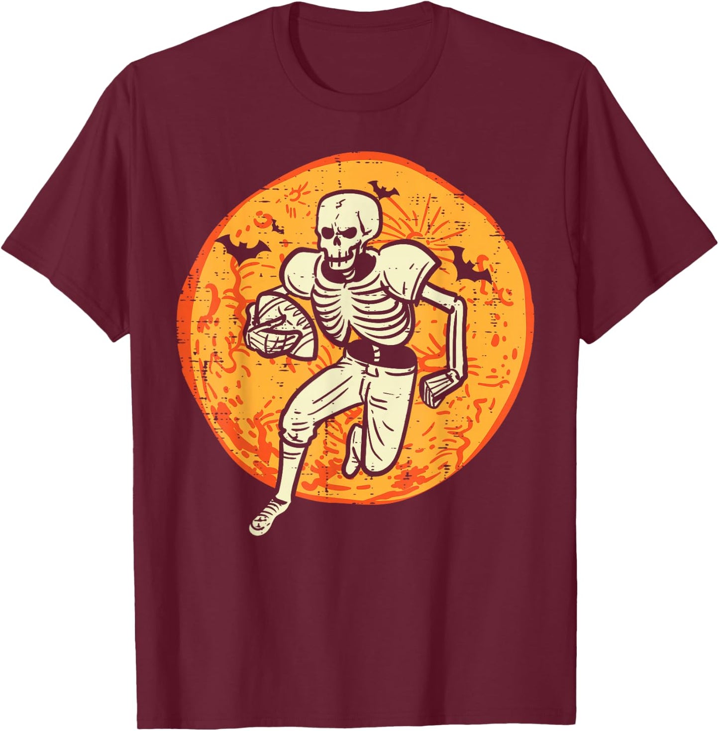 Halloween Skeleton American Football Costume Men Boys Kids T-Shirt - T-Shirt | Maroon