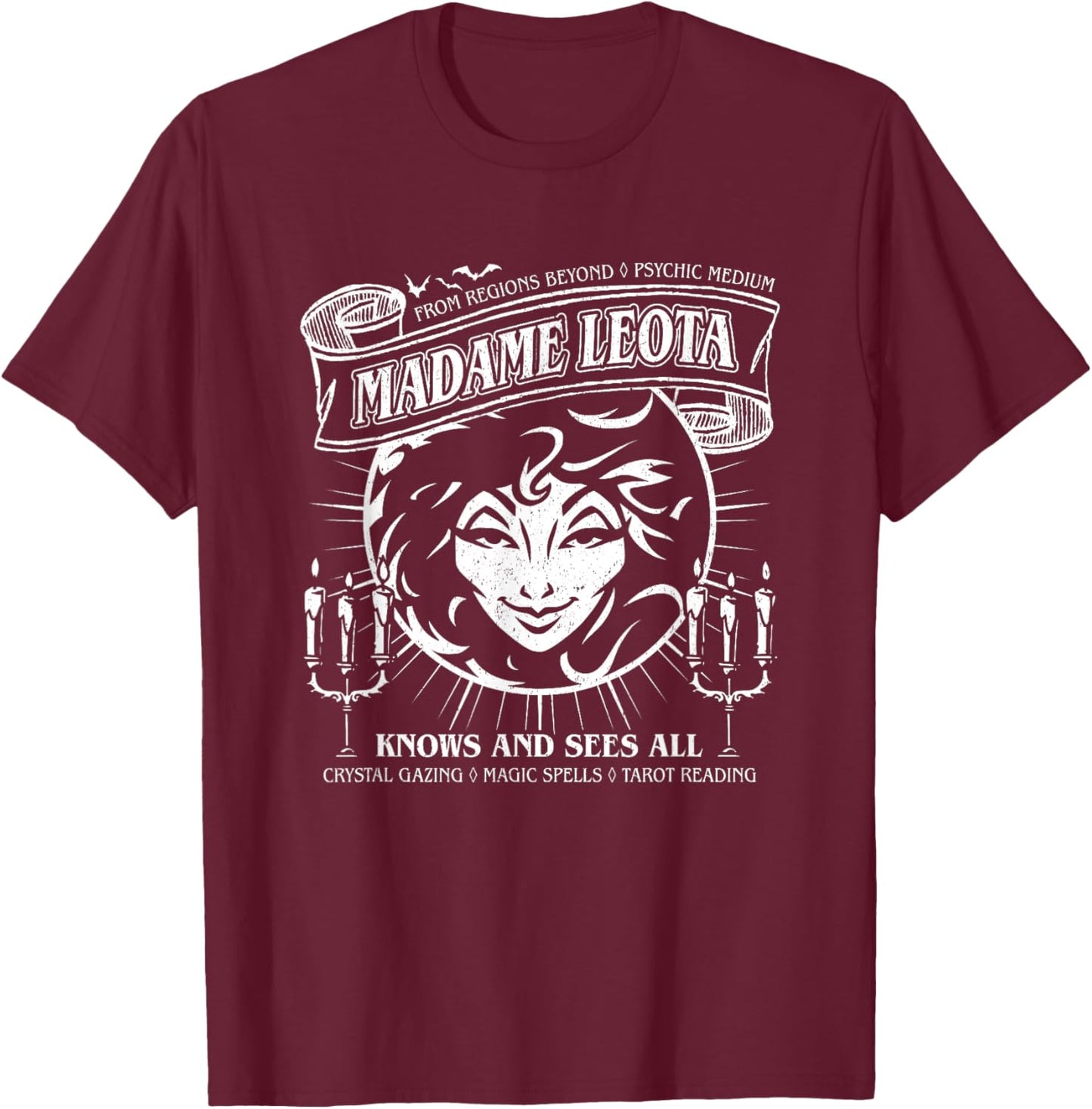 The Haunted Mansion Madame Leota Knows And Sees All Retro T-Shirt - T-Shirt | Maroon