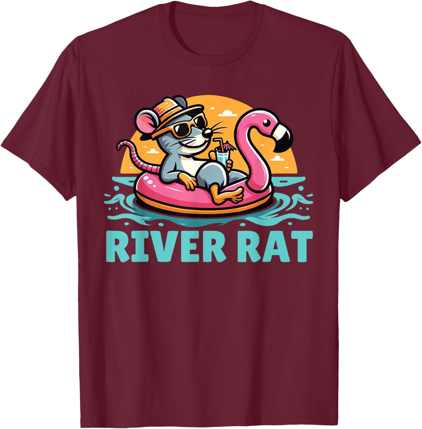 River Rat, River Floating, River Adventures, River Rat T-Shirt - T-Shirt | Maroon