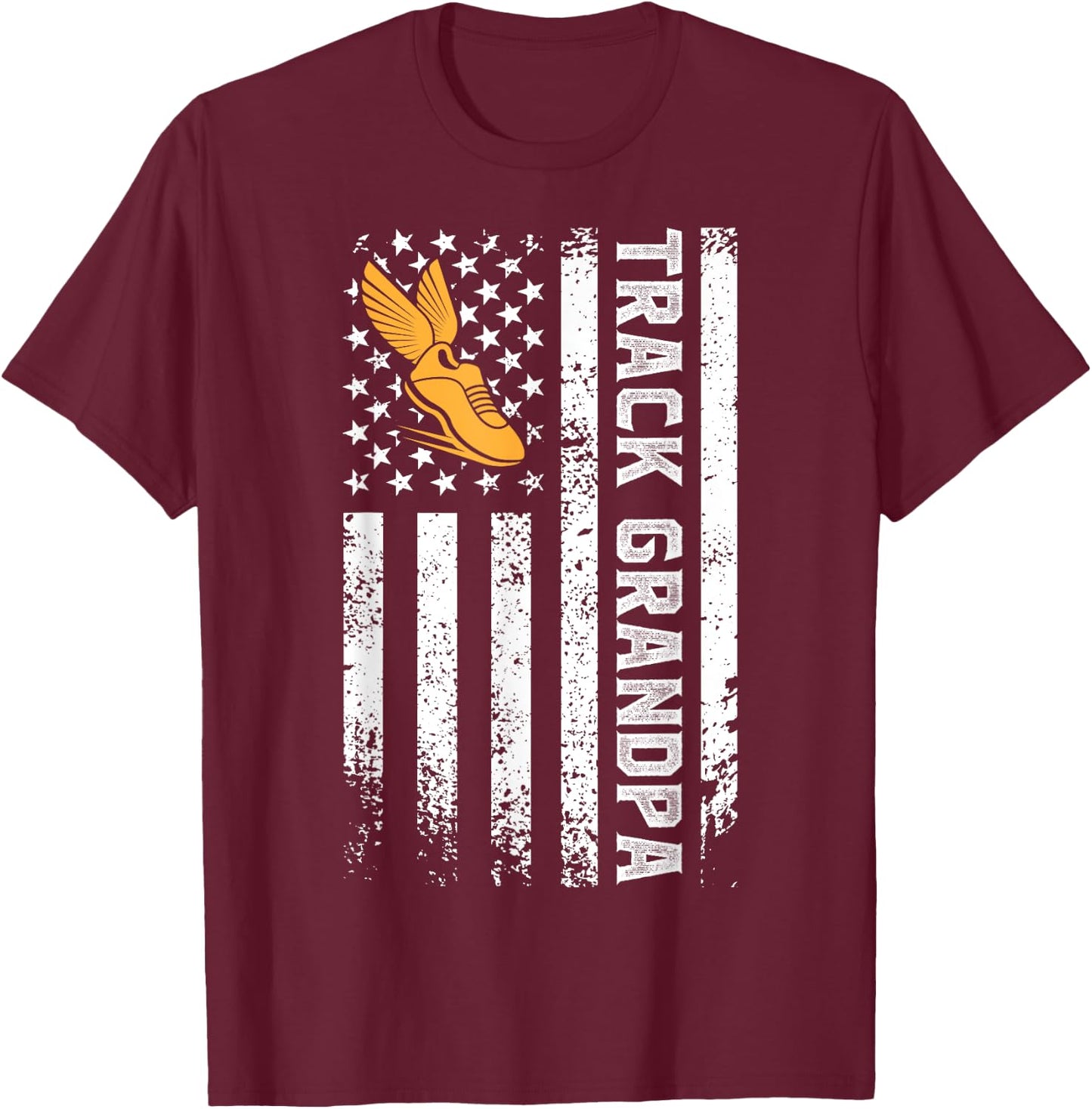 Track Grandpa US Flag Track And Field Grandfather T-Shirt - T-Shirt | Maroon