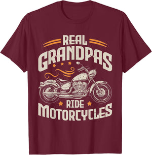Real Grandpas Ride Motorcycles Funny Motorcycle Lover Biker T-Shirt - T-Shirt | Maroon