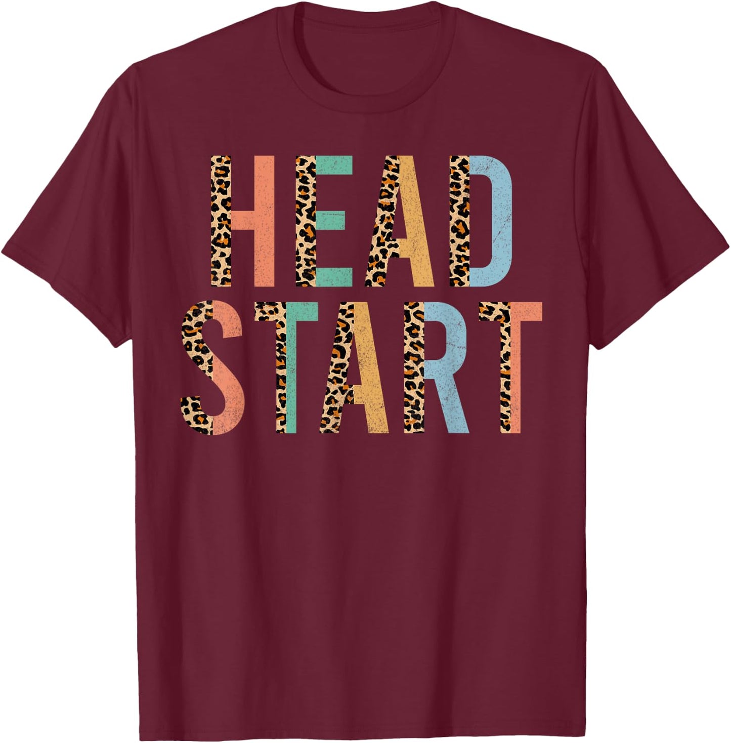 Head Start Teacher Leopard Alphabet Head Start Crew T-Shirt - T-Shirt | Maroon