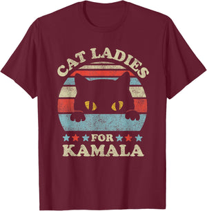 Cat Ladies for Kamala Harris Merch President 2024 Cat Lady T-Shirt - T-Shirt | Maroon