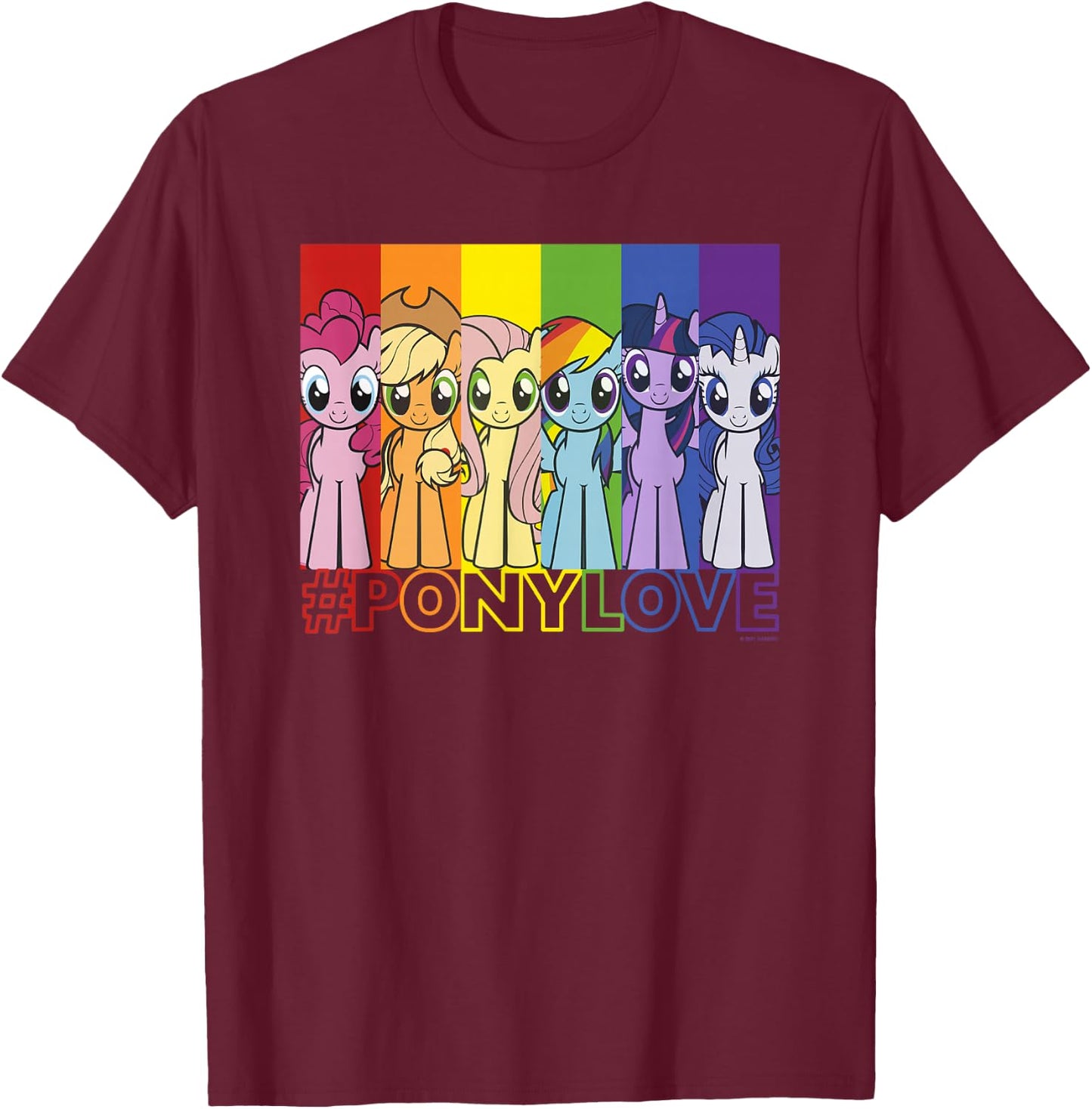 My Little Pony: Friendship is Magic Pony Love Rainbow Panels T-Shirt - T-Shirt | Maroon
