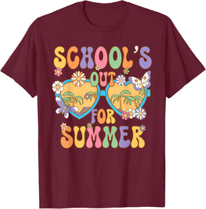 Schools Out For Summer Hawaii Beach Last Day Of School Retro Men Women Kids T-Shirt - T-Shirt | Maroon