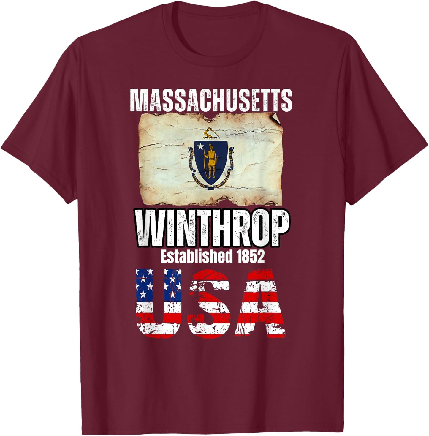 Winthrop, Massachusetts MA, Suffolk County T-Shirt - T-Shirt | Maroon