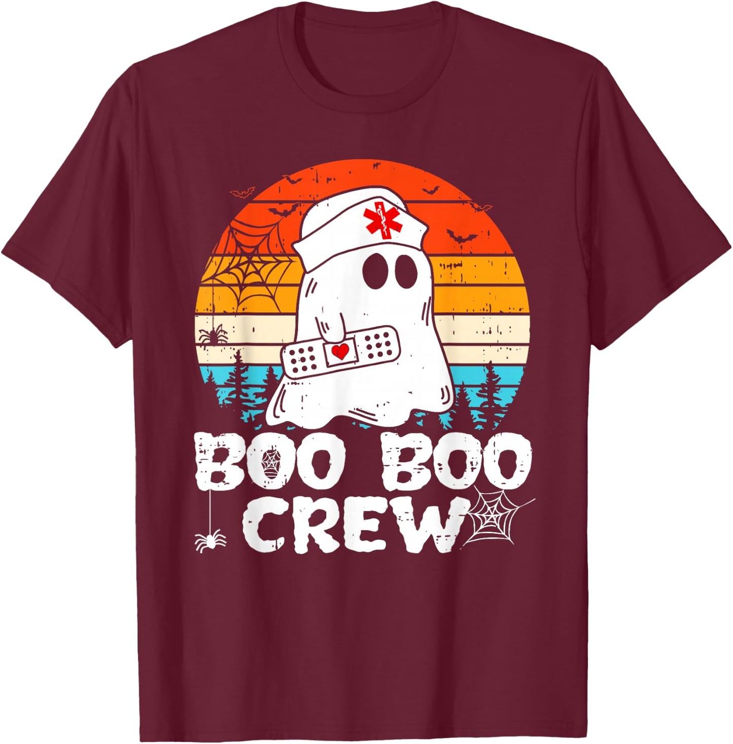 Boo Boo Crew Nurse Shirt Funny Ghost Women Halloween Nurse T-Shirt - T-Shirt | Maroon