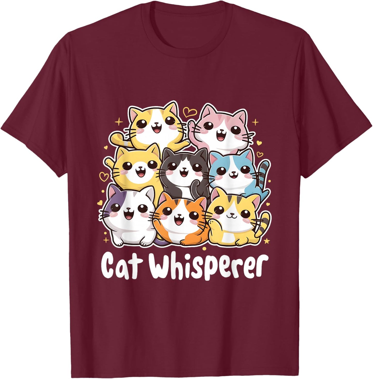 Cat Whisperer Cute Kawaii Cat Lover T-Shirt - T-Shirt | Maroon