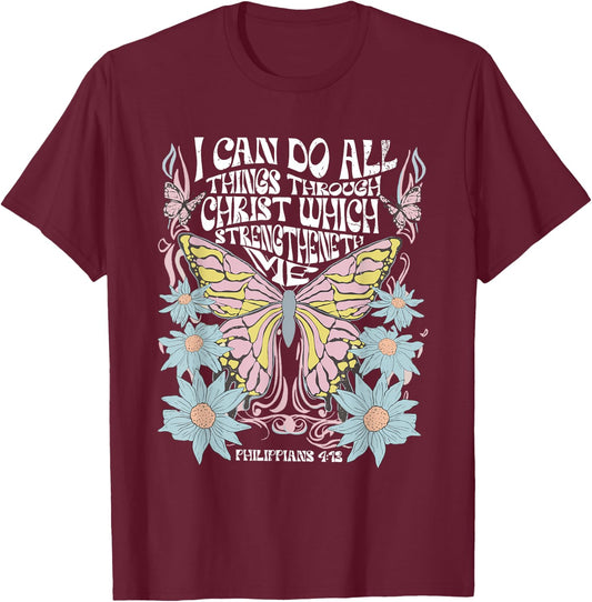 Christian Bible Verse I Can Do All Things Through Christ T-Shirt - T-Shirt | Maroon
