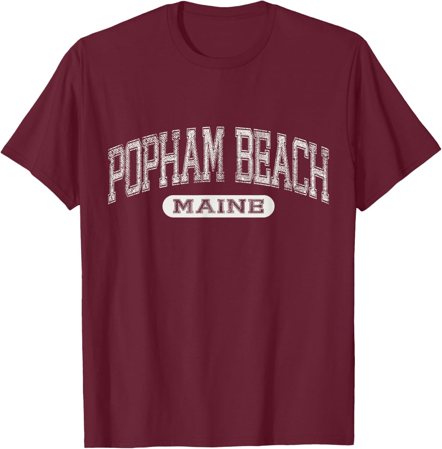 Vintage Popham Beach Maine Distressed Beach Classic T-Shirt - T-Shirt | Maroon