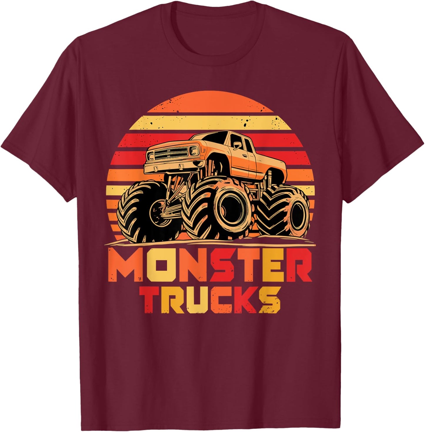 Monster Truck Retro Monster Trucks T-Shirt - T-Shirt | Maroon
