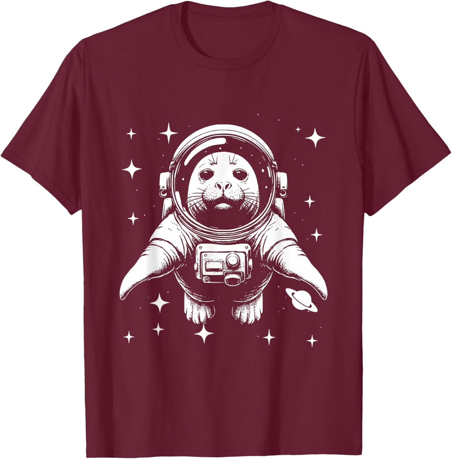 Elephant Seal Dad Mom Space - Astronaut Elephant Seal T-Shirt - T-Shirt | Maroon