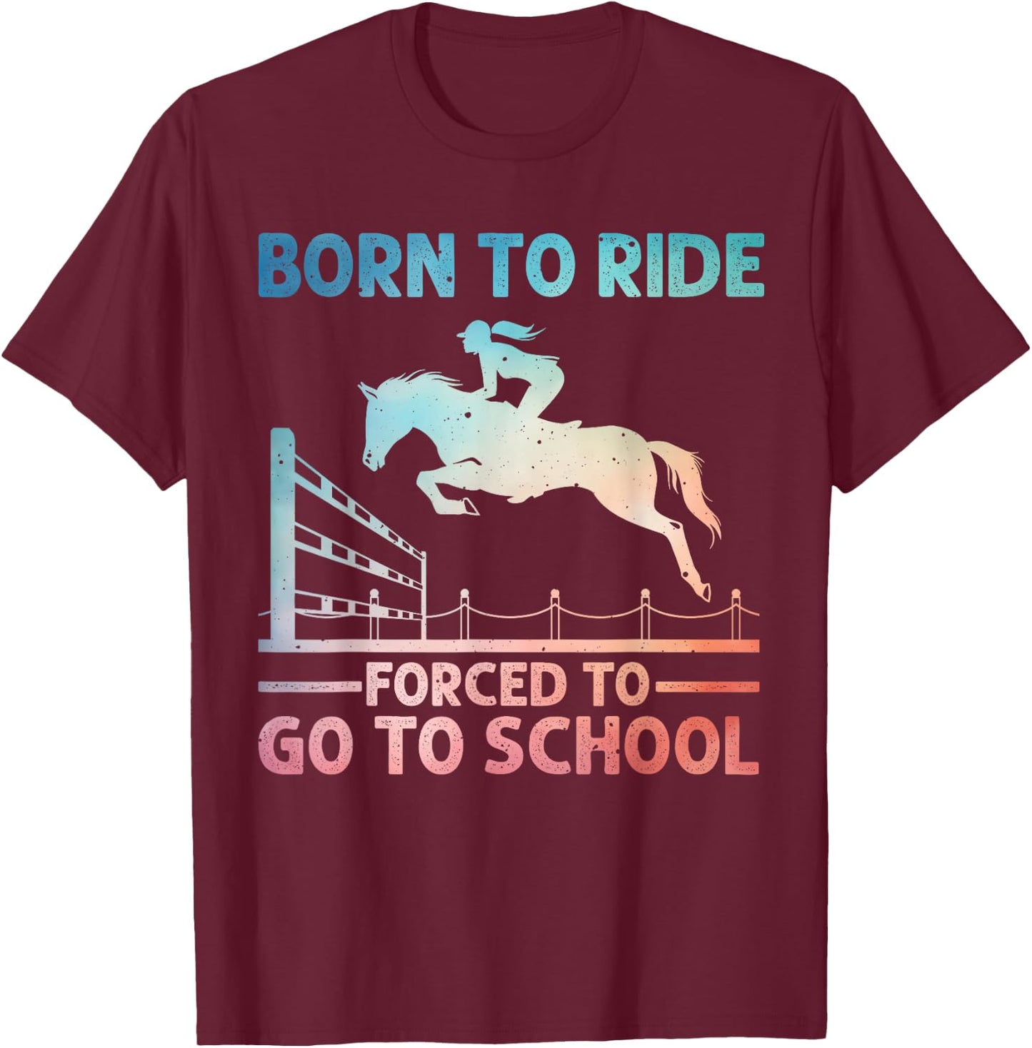 Horse Racing Art For Kids Boys Girls Horse Lover Equestrian T-Shirt - T-Shirt | Maroon