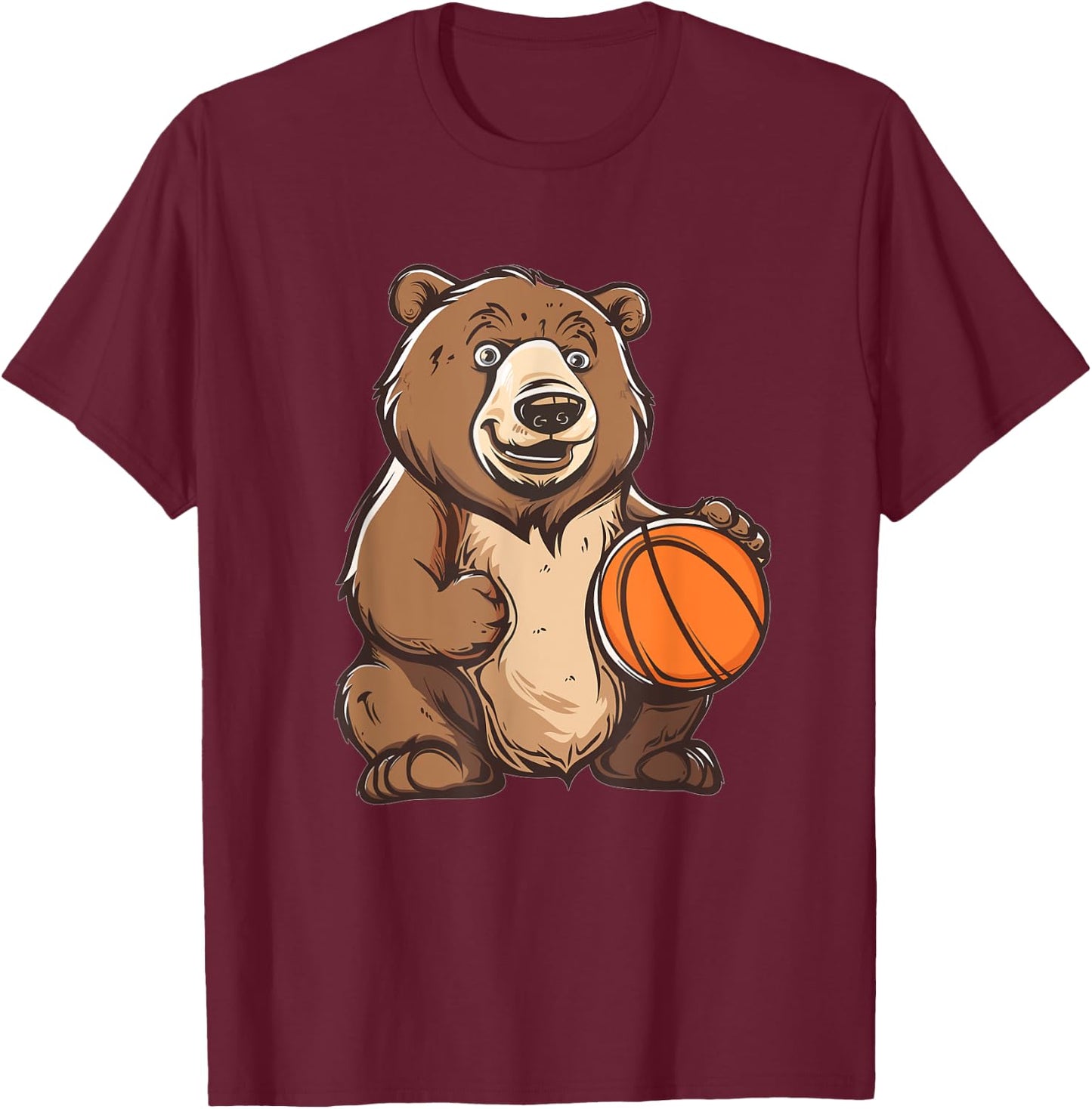 Cute Basketball Grizzly Bear T-Shirt - T-Shirt | Maroon