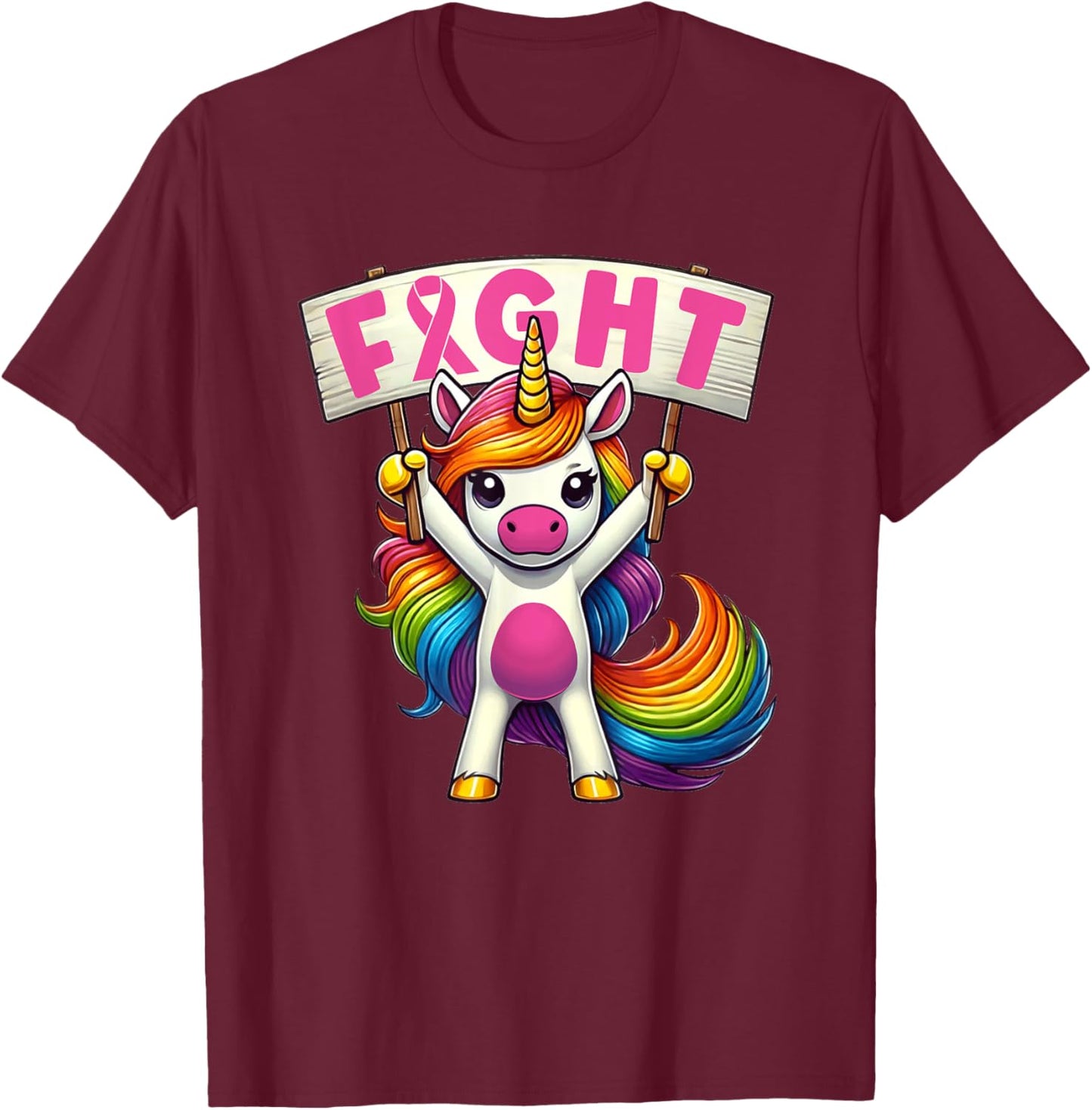 Fight Breast Cancer Awareness Girls Women Kids Youth T-Shirt - T-Shirt | Maroon