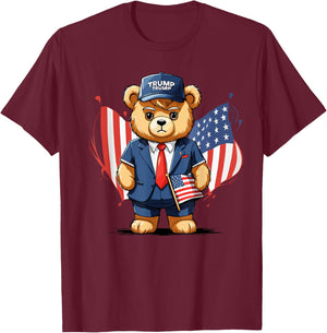 Trump Teddy Bear USA Flag Patriot Men T-Shirt - T-Shirt | Maroon