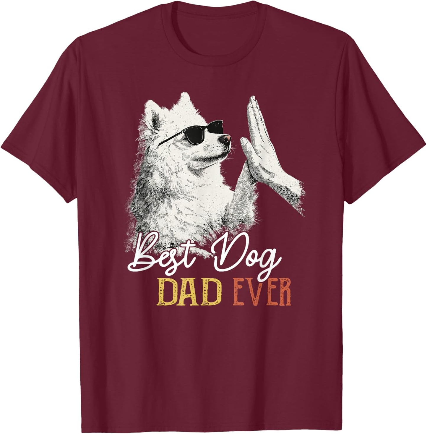 Best American Eskimo Dad Ever Men Dog Lover Fathers Day T-Shirt - T-Shirt | Maroon