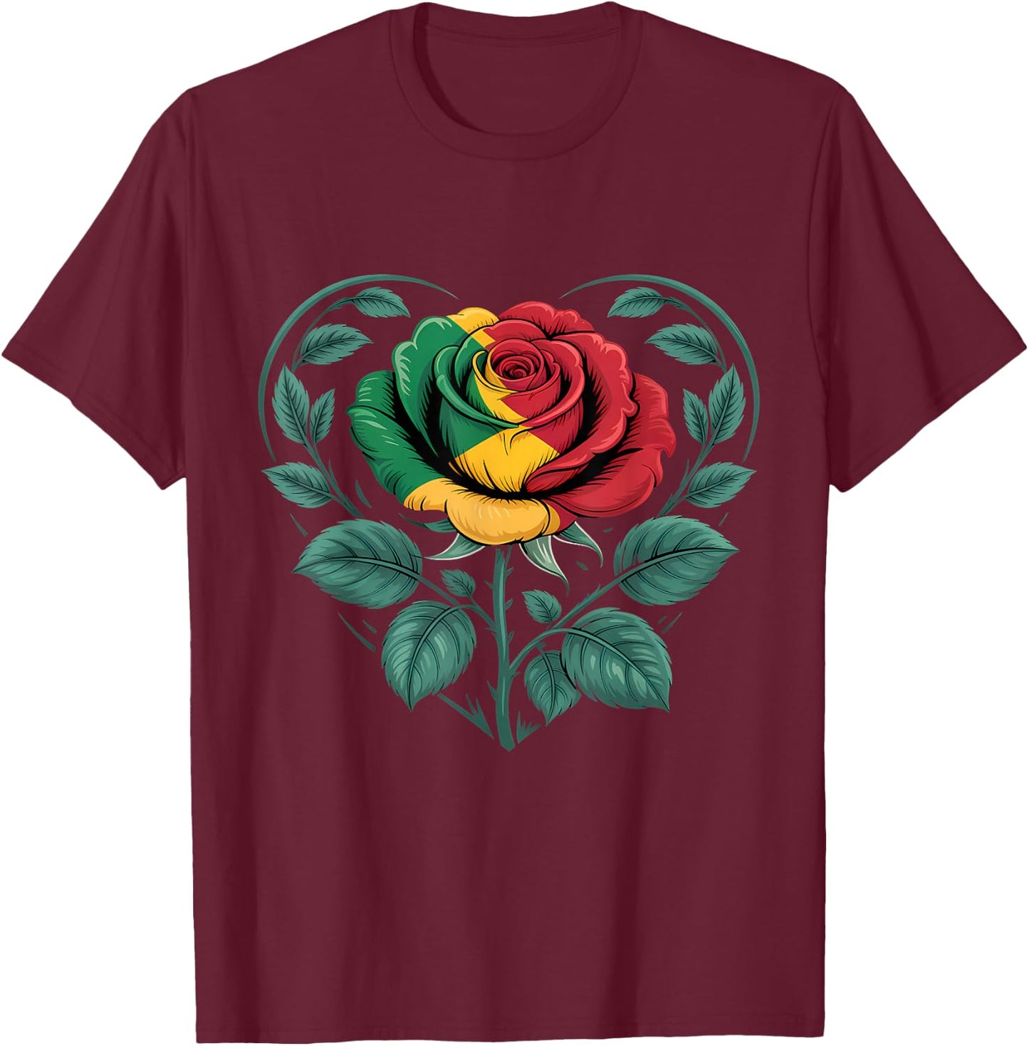 Rasta Reggae Rose Jamaica Music Rastafari Roots Jamaican T-Shirt - T-Shirt | Maroon