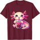 Axolotl Bubble Boba Tea Cute Kawaii Axolotl T-Shirt - T-Shirt | Maroon
