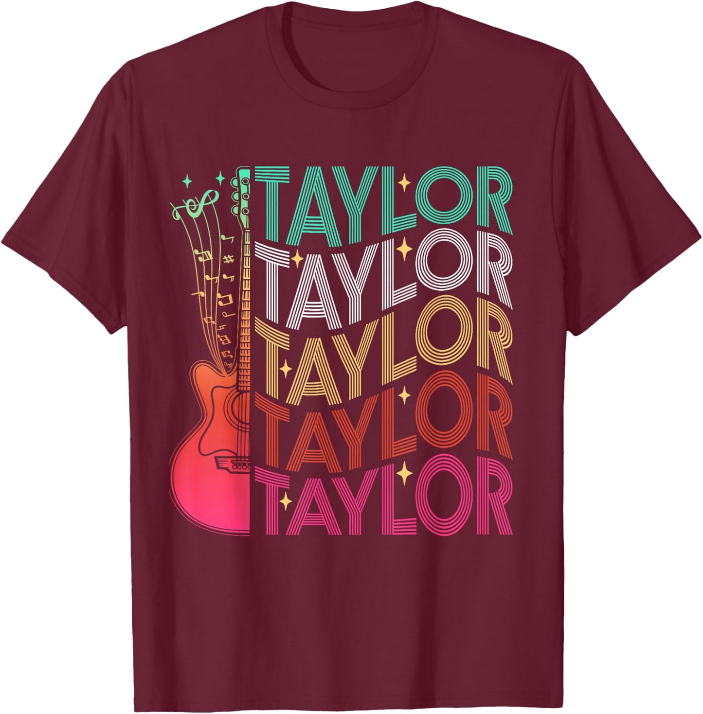 Taylor First Name I Love Taylor Girl Groovy 80's Vintage T-Shirt - T-Shirt | Maroon
