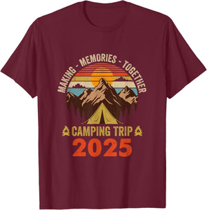 Vintage Camper Camp Family Camping Trip 2025 Matching Group T-Shirt - T-Shirt | Maroon