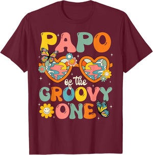 Papo of the Groovy One Glasses Birthday Party T-Shirt - T-Shirt | Maroon