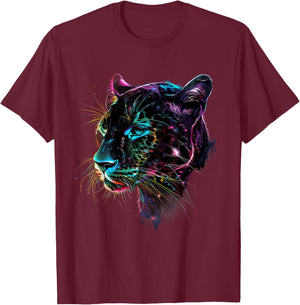 Panther Animal Graphic Portrait Artwork Black Panther Lover T-Shirt - T-Shirt | Maroon