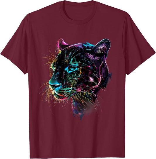 Panther Animal Graphic Portrait Artwork Black Panther Lover T-Shirt - T-Shirt | Maroon