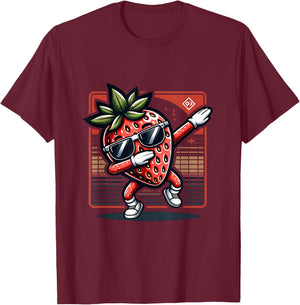Funny Dab Strawberry Dancing Dabbing Fruit Meme T-Shirt - T-Shirt | Maroon